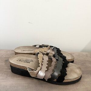 Naot Adina Cork Wedge Slide Sandals Womens Shoes size 9 summer boho neutral